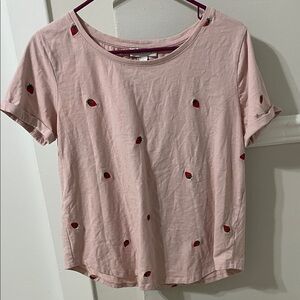 Vintage America Pink Strawberry Embroidered Tee